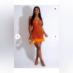 Beautiful orange sequin and mesh dress.